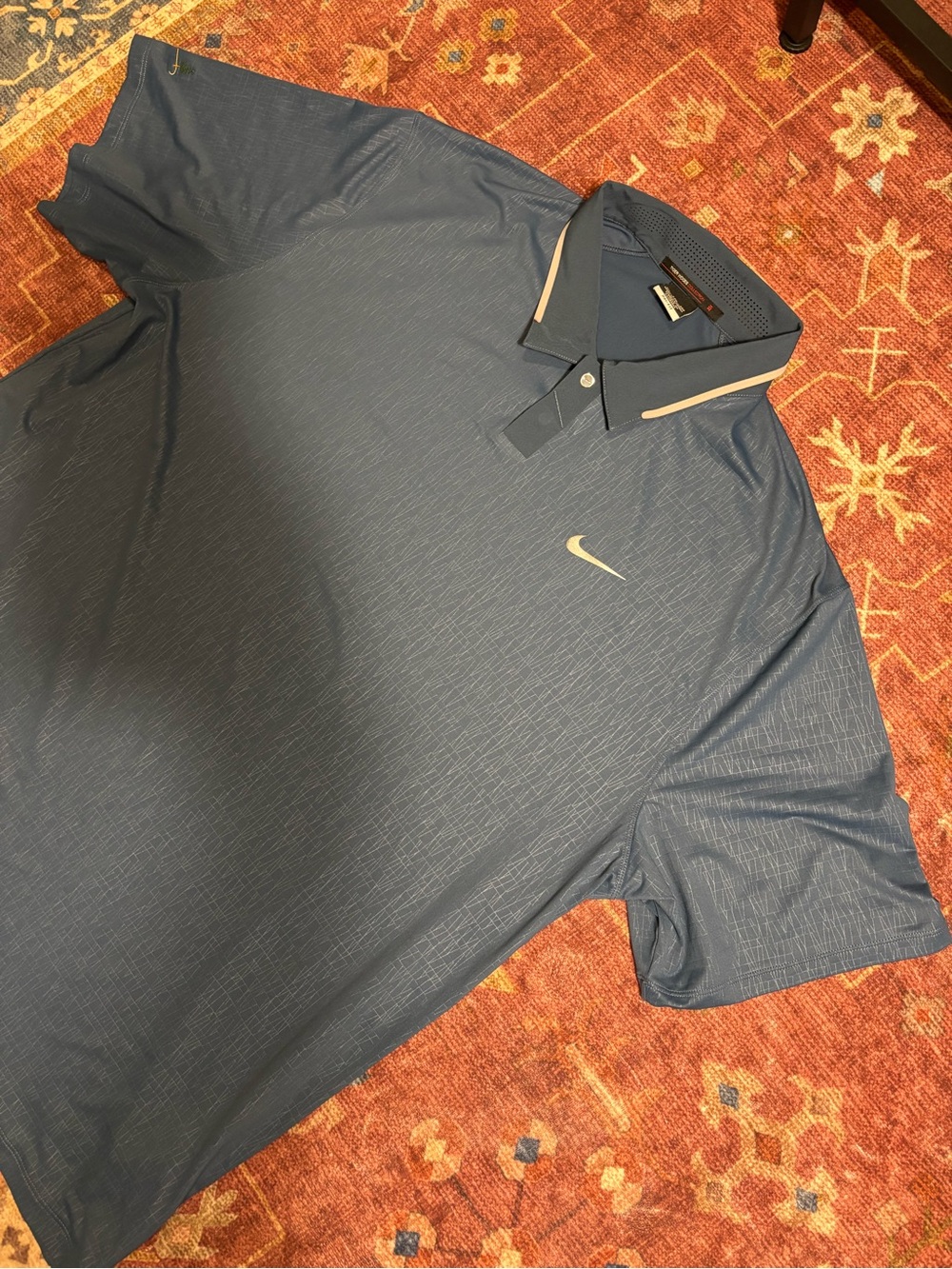 Nike Tiger Woods Collection Polo Shirt Mens 2XL blue Dri-FIT Golf pine valley